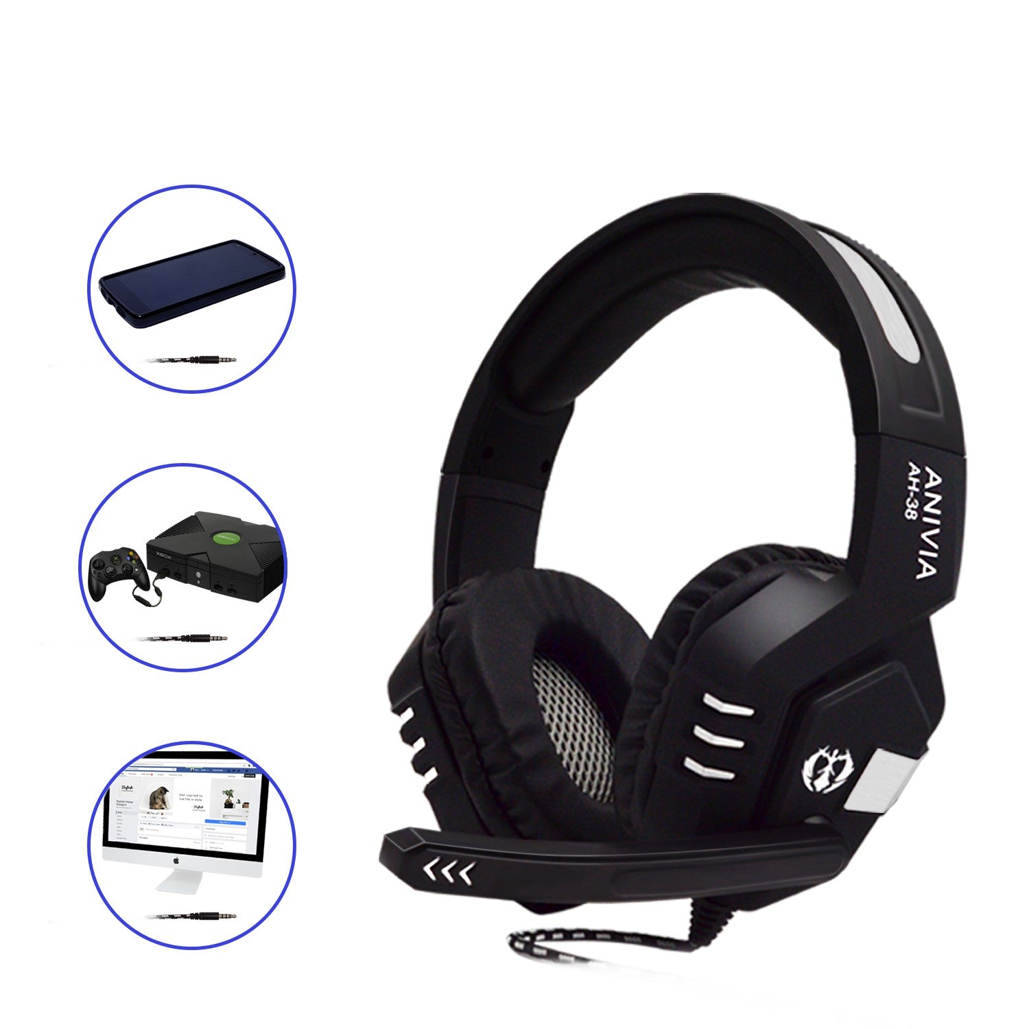 SADES AH-38 Over Ear Gaming Headset Wired Headphone Music Stereo Earphone with Mic for PC Laptop SADES AH-38 Over Ear Gaming Headset Wired Headphone Music Stereo Earphone with Mic for PC Laptop